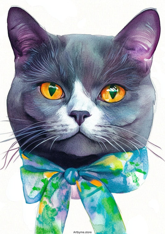 15 Cute Cat Watercolor Coloring Pages