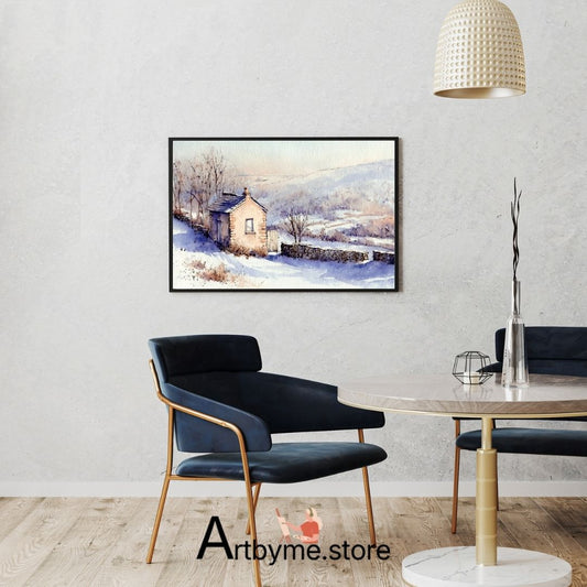 Rustic Stone Cottage: Vintage Style Watercolor Printable