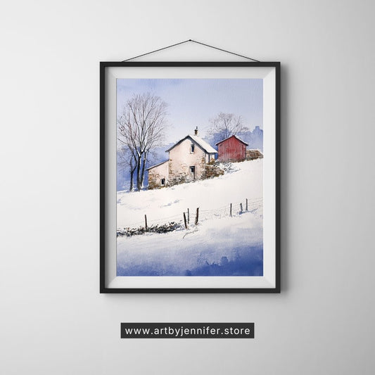 Rustic Winter Cottage Charm: Winter Landscape Printable