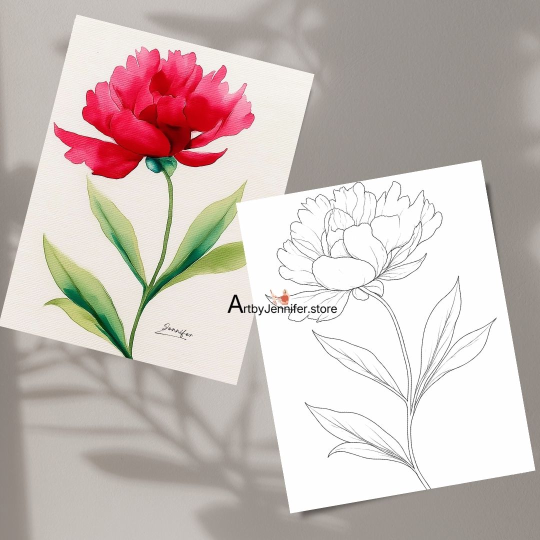 24 Simple Flowers Watercolor Coloring Pages