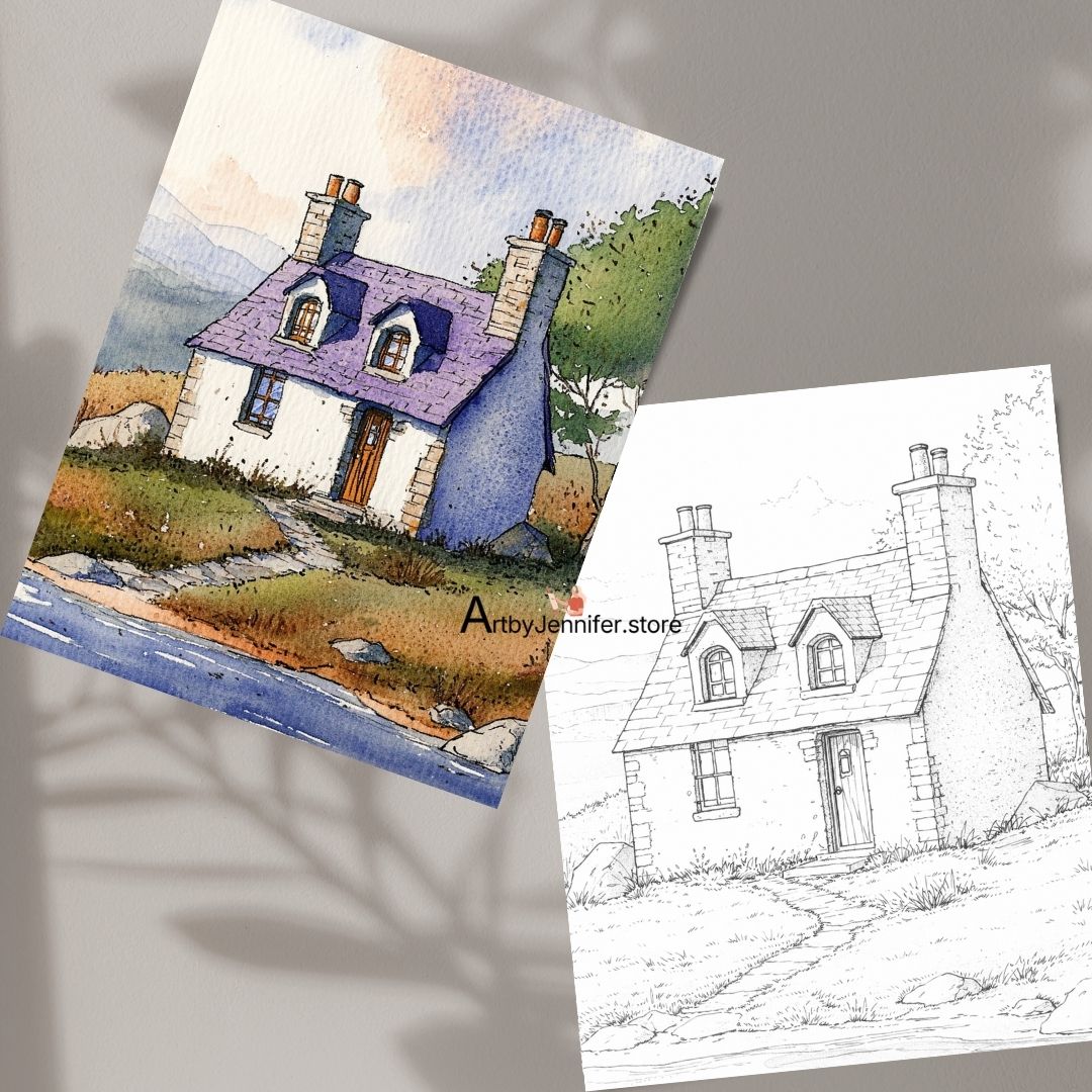 30 Country-Style Watercolor Coloring Pages