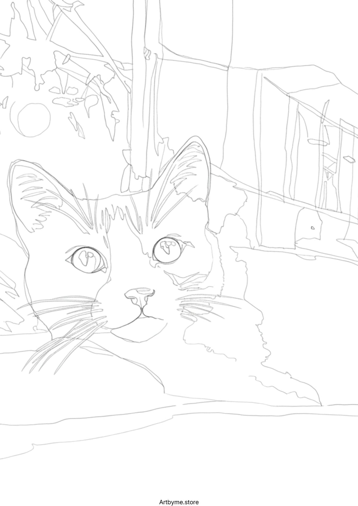 15 Cute Cat Watercolor Coloring Pages