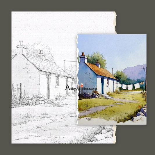 30 Country-Style Watercolor Coloring Pages