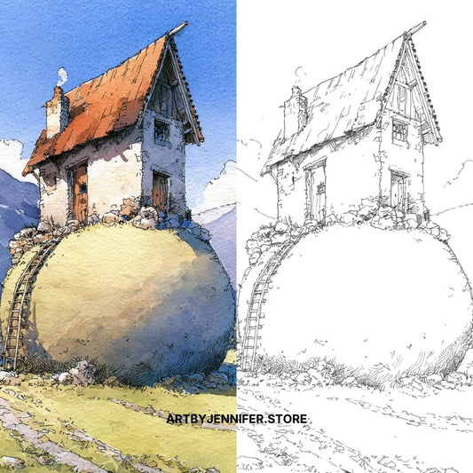 26 Cosy Cottage Watercolor Coloring Pages