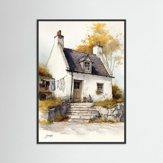 Autumn Cottage Glow – Fine Art Watercolor Print
