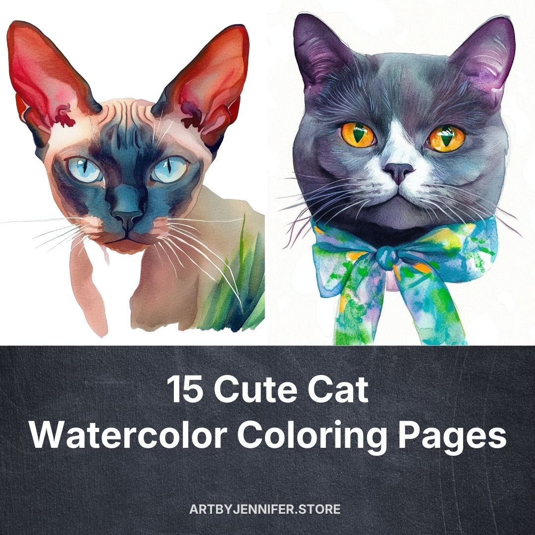 15 pages de coloriage aquarelle de chats mignons