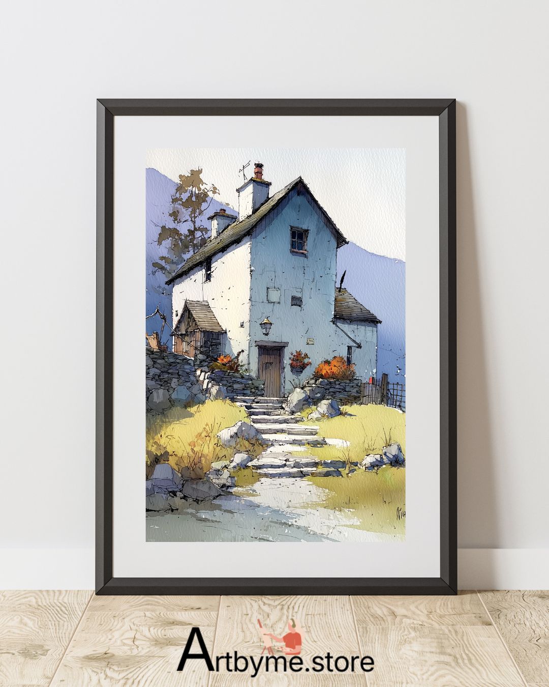 Paysage de montagne serein – Image imprimable