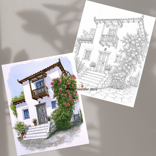 84 Simple Whimsical House Coloring Pages for Watercolor Beginners