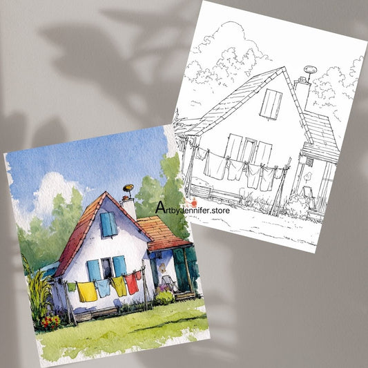 30 Country-Style Watercolor Coloring Pages