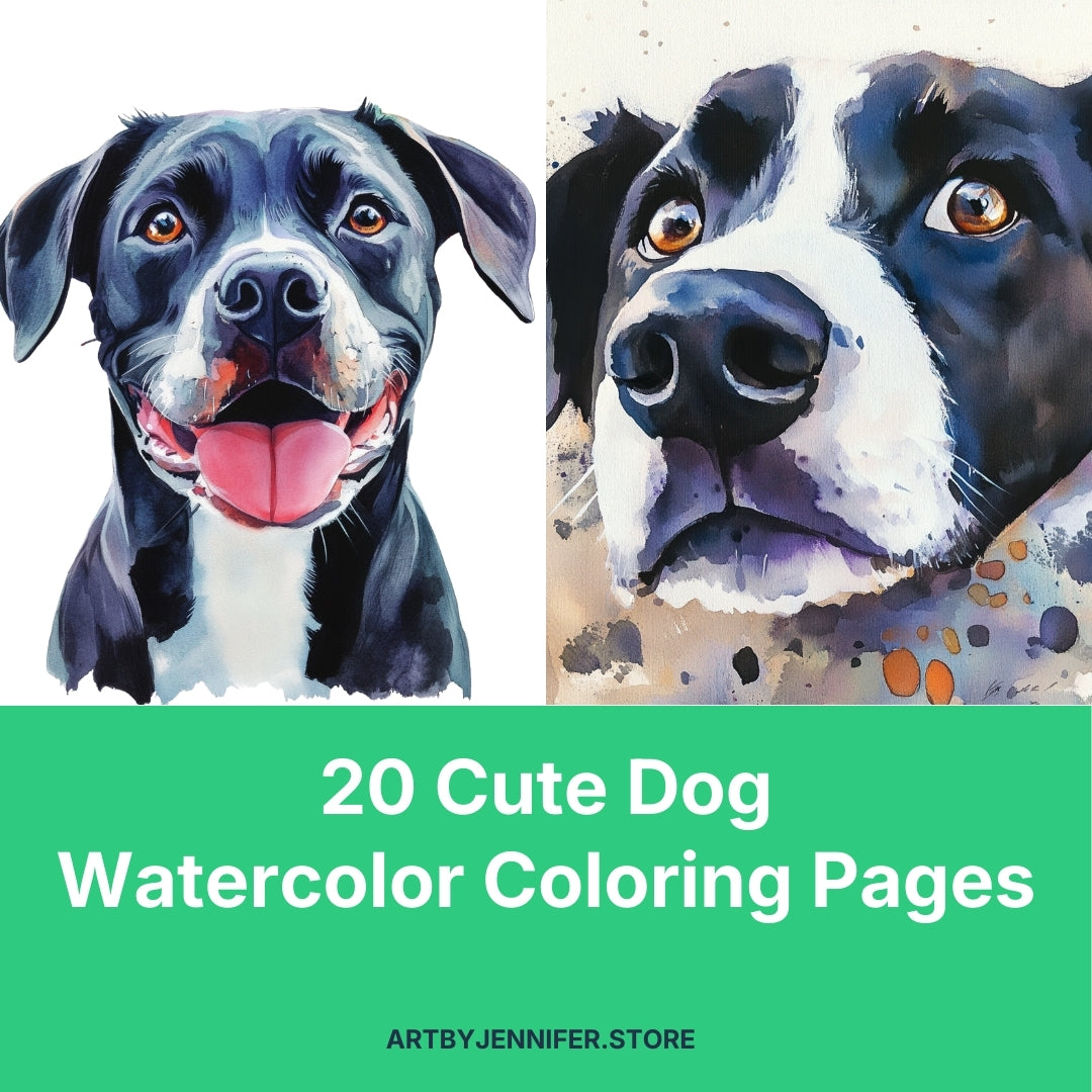 20 coloriages aquarelle de chiens mignons