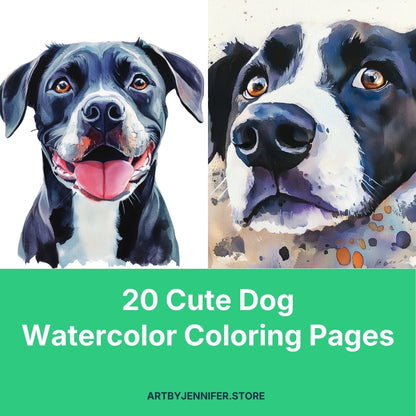 20 coloriages aquarelle de chiens mignons