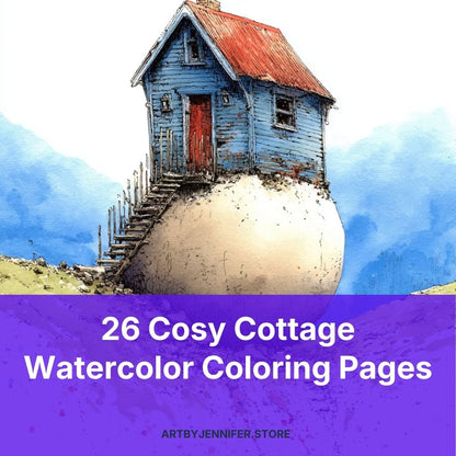 26 páginas para colorear de acuarela de una acogedora cabaña