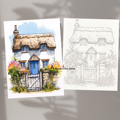 84 Simple Whimsical House Coloring Pages for Watercolor Beginners