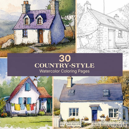 30 pages de coloriage aquarelle style champêtre