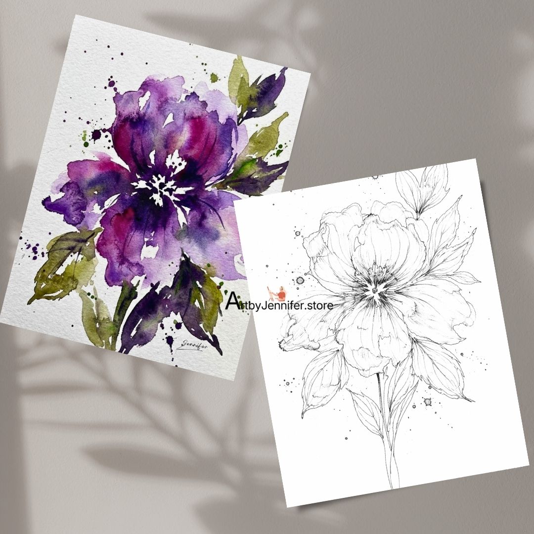 24 Simple Flowers Watercolor Coloring Pages