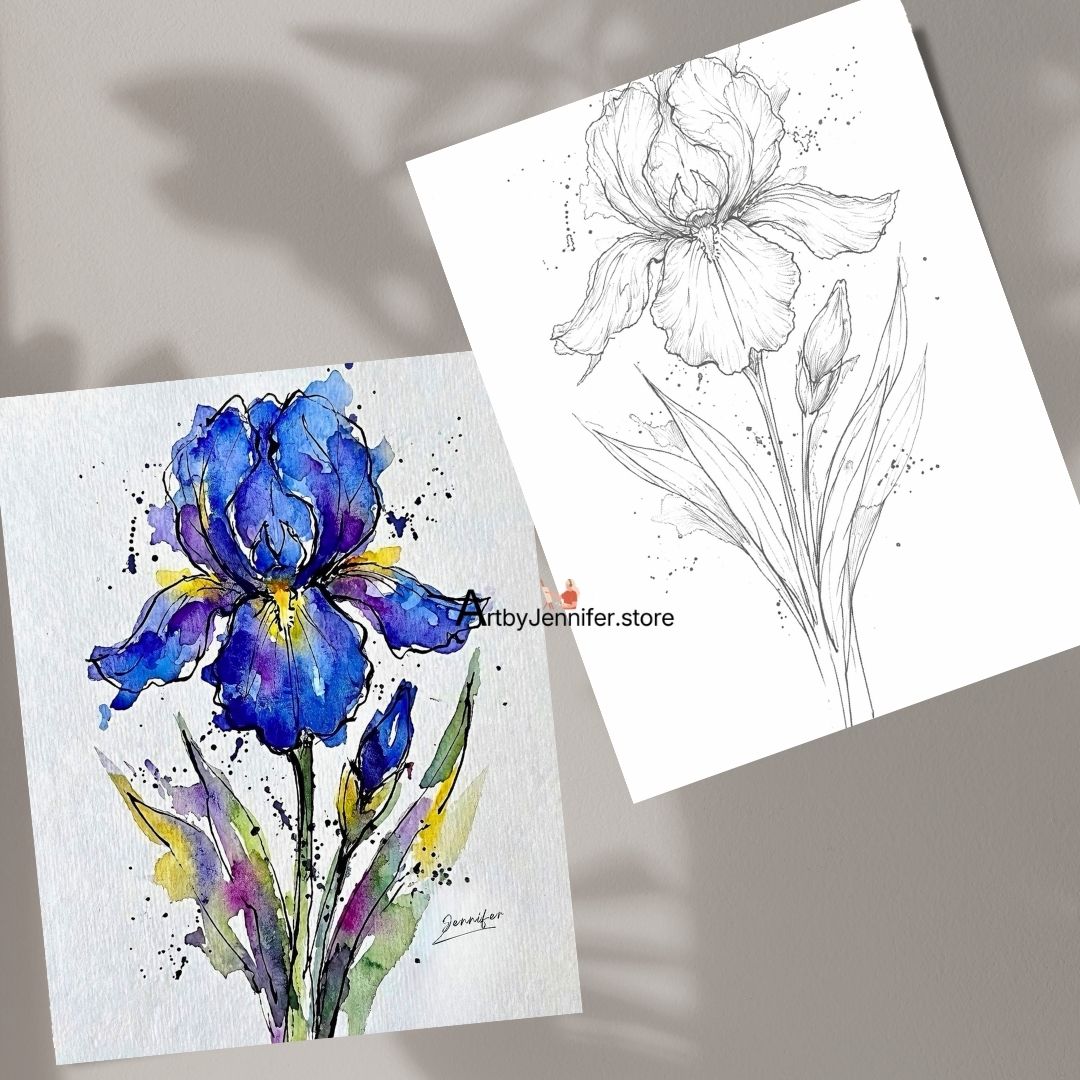 24 Simple Flowers Watercolor Coloring Pages