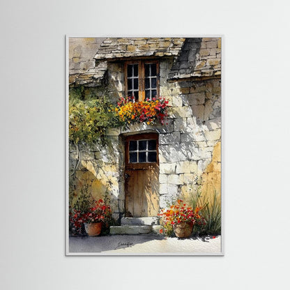Rustic Stone Cottage – Fine Art Watercolor Print