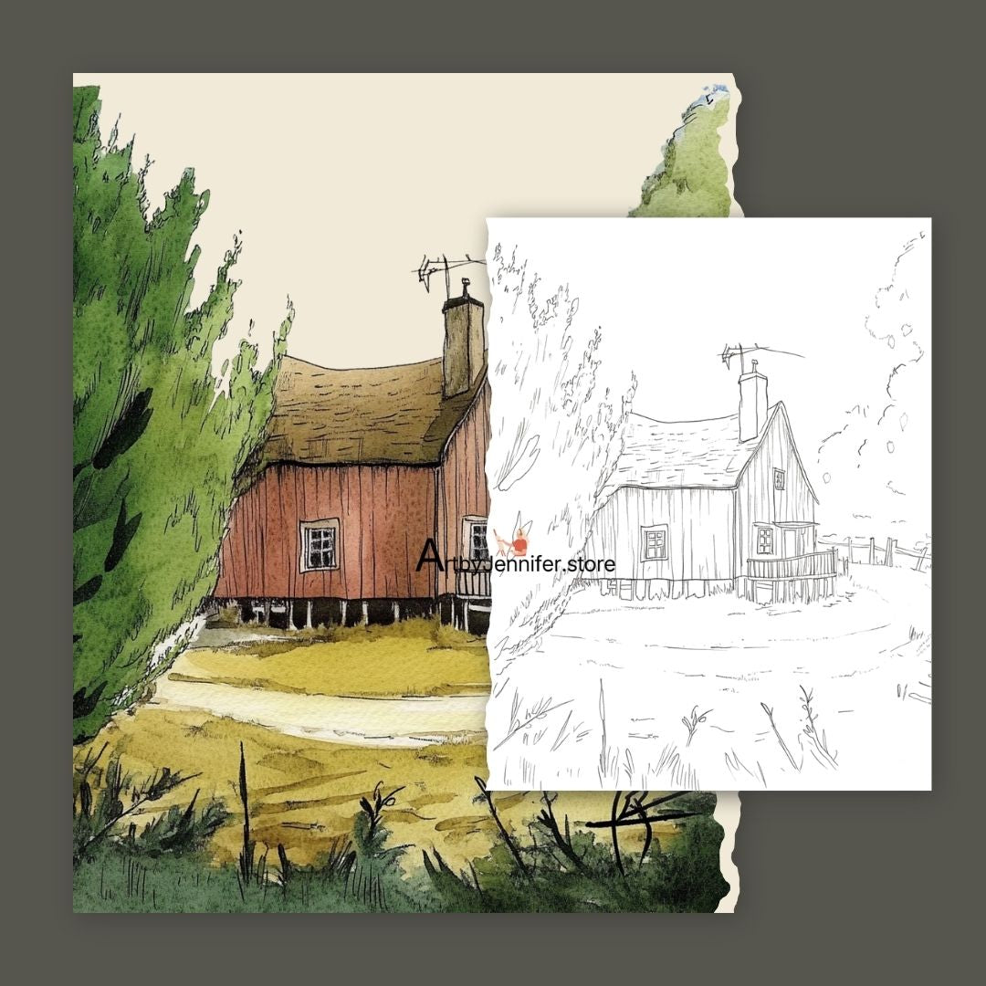 42 pages de coloriage aquarelle de la maison des souvenirs