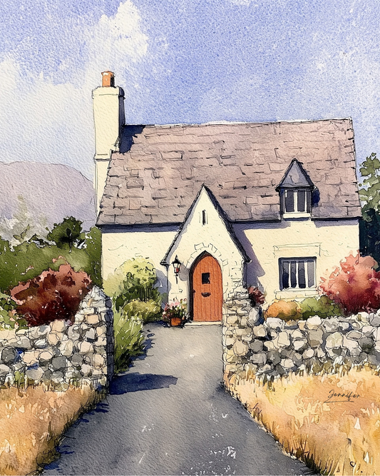 Charming Country Cottage with Arched Doorway