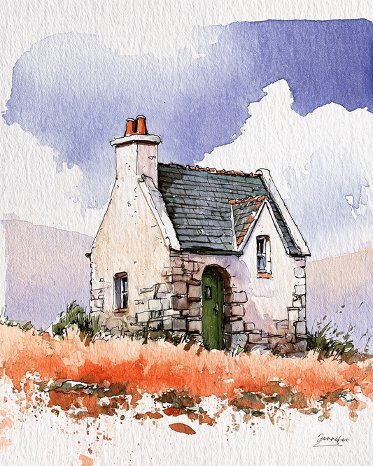 Rustic Stone Cottage with Green Door