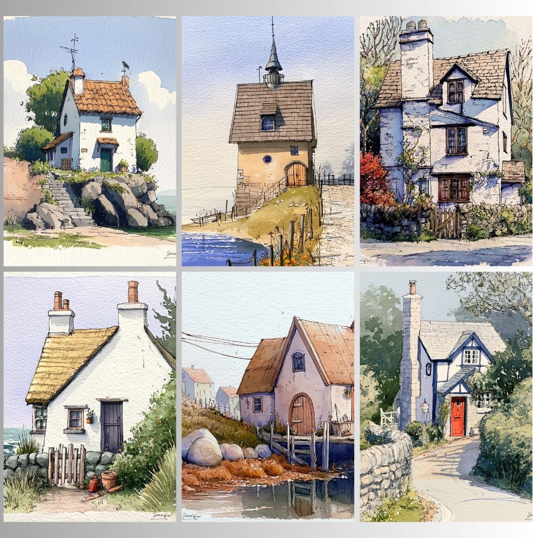 Nautical Nostalgia: Set of 6 Rustic Coastal Cottage Prints
