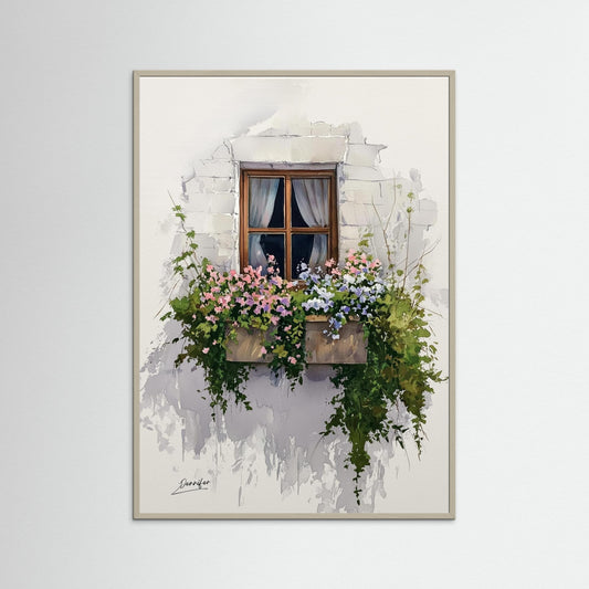 European Floral Window – Fine Art Watercolor Print